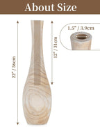Hanobe Wood Tall Floor Vase: 22 Inch Slender Beige Boho Vase for Pampas Grass - Decorative Large Vases for Farmhouse Living Room Corner Entryway Fireplace Home Decor