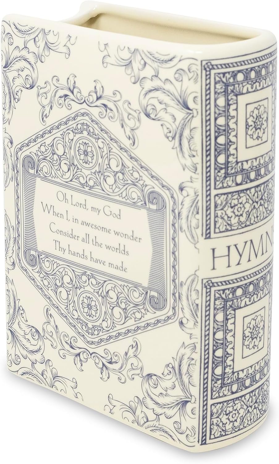 Steel Mill & Co Original Book-Shaped Decorative Vase, Ceramic Vases for Home Decor, Cute Christian Bookshelf Decor, Unique Vase for Book Lovers (Large - Hymnal)