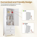 Kitchen Pantry Storage Cabinet, 72" H Storage Cabinet with 2 Drawers and Adjustable Shelves, Spacious Cupboard with Round Handles, Metal Kitchen Cabinet for Dining Room, Living Room, White