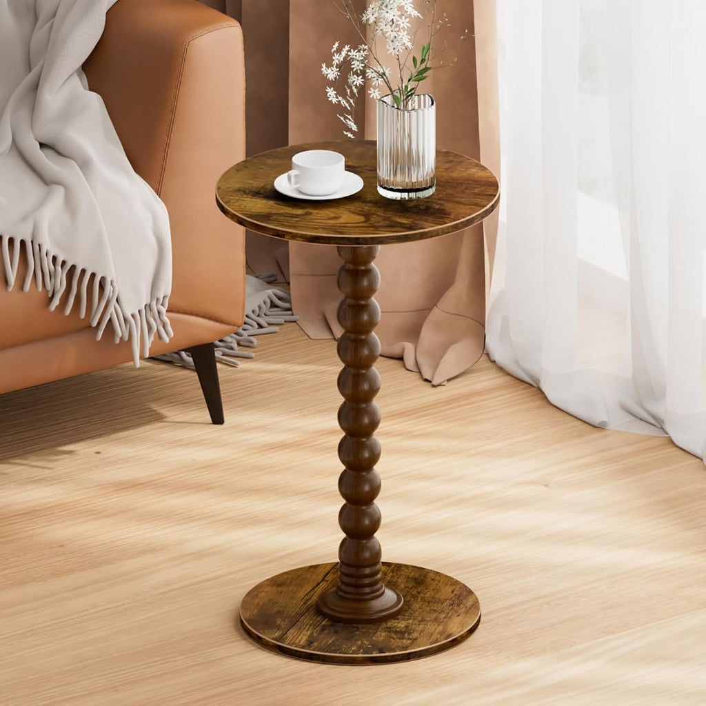Drink Table, Drink Tables for Small Spaces, Modern Accent Nightstand with Solid Wood Leg for Living Room, Bathroom, Bedroom
