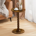 Drink Table, Drink Tables for Small Spaces, Modern Accent Nightstand with Solid Wood Leg for Living Room, Bathroom, Bedroom
