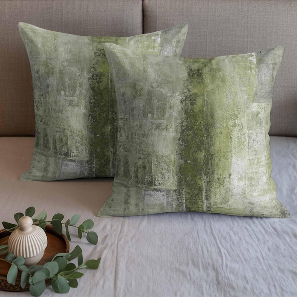 Bed Runner for King Size Bed, Sage Green Decorative Beds Runners and 2 Matching Pillow Covers Set, Retro Oil Painting Modern Abstract Art Aesthetics Beds Scarf Throw for Foot of Bedding Set for Hotel