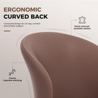 Modern Curved Back Dining Chairs Set of 4, Faux Leather Upholstered Accent Chair, Mid-Century Kitchen Side Chair with Soft Cushion for Dining Room, Living Room, Bedroom, Brown