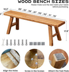 Narrow Entryway Bench Farmhouse Wood End of Bed Bench 20" 32" 39" 47" 55" 63" 71" 79" Sturdy Stable Skinny Long Benchs for Bedroom Hallway Dining Room Porch Easy to Assemble Natural Finish(39")