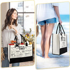 YeohJoy 33rd Birthday Gifts for Women Canvas Tote Bag Travel Gear, Unique 33 Years Old Gifts for Wife Mom Sister Aunt Friends Her, Vintage N°33 Handbag & Cosmetic Bag & Back in 1993 Poster
