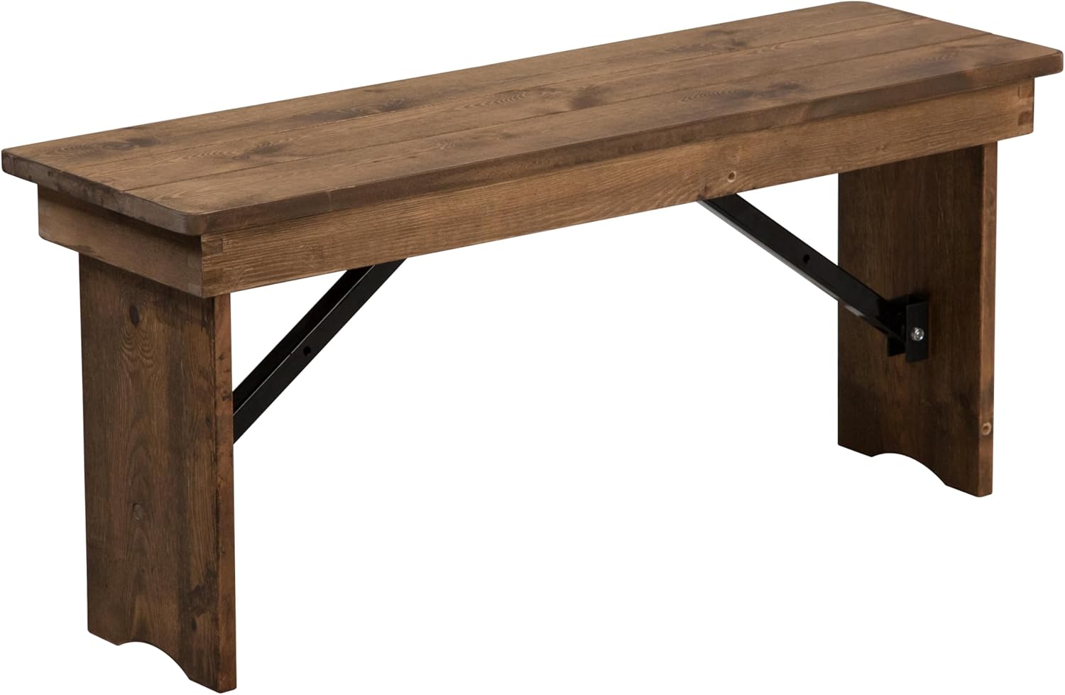 Merrick Lane Tinsley 40" x 12" Antique Rustic Solid Pine Folding Farmhouse Style Bench