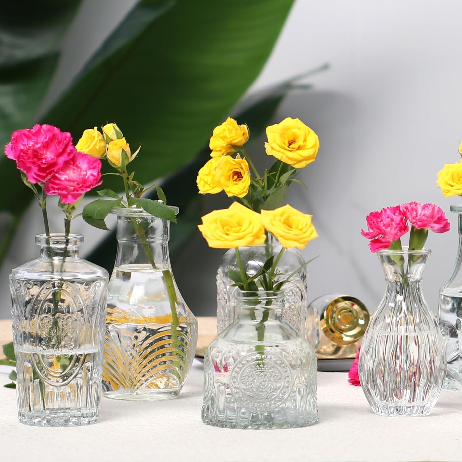 Vintage Glass Bud Vases Bulk 30 Pack|Small Clear Flower Vases for Wedding Decor, Centerpiece Table Decorations, Rustic Home & Party Decor (Transparent)