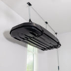 Teal Triangle Ceiling Storage Hoist for Cargo Box - Heavy Duty Garage Storage Lift - Garage Pulley Lift System Holds 150 lbs and Fits 8-10 ft Tall Garage Ceilings
