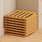 9 Tier Bamboo Shoe Rack, The 9-Tier No-Assembly Bamboo Rack, Foldable Bamboo Shoe Rack, Foldable Vertical Organizer, Vertical Shoe Organizer for Small Spaces (Nature)
