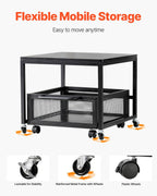 VEVOR Mini Fridge Stand with Storage, 198 lbs Mini Fridge Table with Movable Storage Cart & Swivel Wheels, Beverage Refrigerator Stand for Coffee Bar, Mini Fridge Organizer for Office Home Dorm, Black