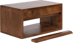 Kate and Laurel Reid Ribbed Wooden Tiered Floating Side Table, 18 x 10 x 9, Walnut Brown, Modern Rectangular Mango Wood Floating Nightstand with Drawer for Bedroom Storage or Living Room End Table