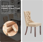 Leather Dining Chairs Set of 6, Upholstered Dining Room Chairs with Nailhead Trim, Sillas de Comedor Modernas 6, Wooden Kitchen Chairs for Dining Room, Living Room, Kitchen, Bedroom, Beige