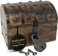 Nautical Cove Wooden Pirate Treasure Chest with Lock & Skeleton Key Small | Handmade Wooden Storage Box Kids Treasure Chest For Jewelry, Coins, Trinkets, Keepsake Gifts, Decor