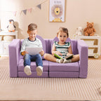 HONEY JOY Modular Kids Play Couch, 8 PCS Imaginative Convertible Foam Children Sofa, Playroom Bedroom Nursery Furniture, for Playing, Creativity, Large Toddler Couch, Gift for Boys Girls (Purple)