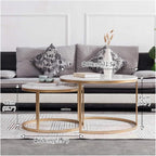 Nesting Tables，Gold Iron Base and White Marble Top Set of 2，70cm+55cm(80cm+60cm)