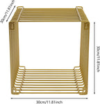 Linear Metal End Table Square Geometry Side Table With Storage Retro Coffee Decoration Sofa Tables Wire Cube Storage Rack For Couch, Living Room, Bar, Bedroom, Balcony-11.8*11.8*11.8in (Gold)