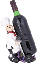 Italian Chef Wine Bottle Holder - Single Bottle Display Stand with Grapes - Decorative Wine Rack for Kitchen & Bar Decor