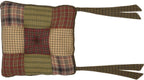 VHC Brands Tea Cabin Chair Pad Patchwork Log Cabin Country Rustic Lodge Design, Moss Green and Deep Red, Set of 4