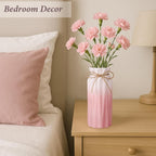 Gradient Pink Ceramic Bow Vase, Flower Vases Minimalism Style for Modern Home Decor, Decorative Vase for Living Room, Coffee Table, Office, Bookshelf and Farmhouse Table (Pink)