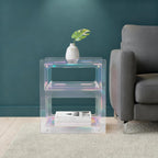 Acrylic Side Table Cabinet, End Table Record Player Table with Storage Shelf, Clear Side Table Nightstand for Living Rooms Bedrooms Offices, Etc (Colorful)