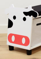 Children’s Cow Toy Storage Bench with Cushion