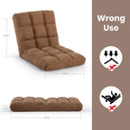 Floor Chair, 24 inches Wide Oversized Velvet Armless Lay Flat Floor seat Padded Meditation Chair with 6 Adjustable Position Ergonomic Comfortable Convenient (Casual, LRSF-006-TAN)