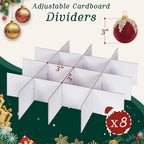 Christmas Ornament Storage Box with Adjustable Dividers Zippered Top Stores up to 128 Holiday Ornaments (3 Inch) Xmas Ball Decorations Organizer Storage Container Bin