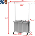 Simple Houseware 3 Bags Laundry Sorter with Extensible Clothes Hanging Rod