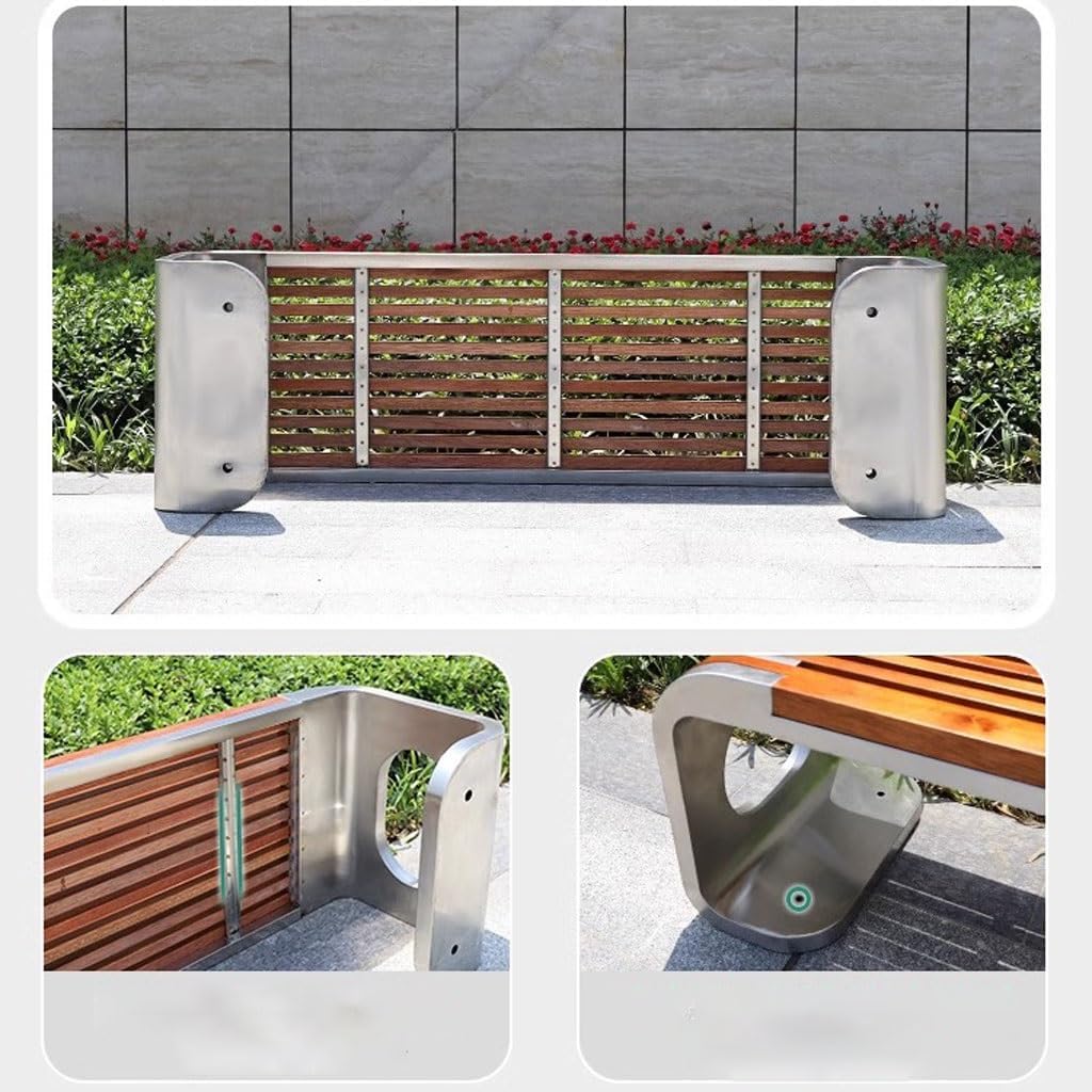 Patio Benches for Outdoors Park Bench Stainless Steel Pineapple Grid Solid Wood Stadium Sales Department Outdoor Leisure Garden Benches for Outdoors