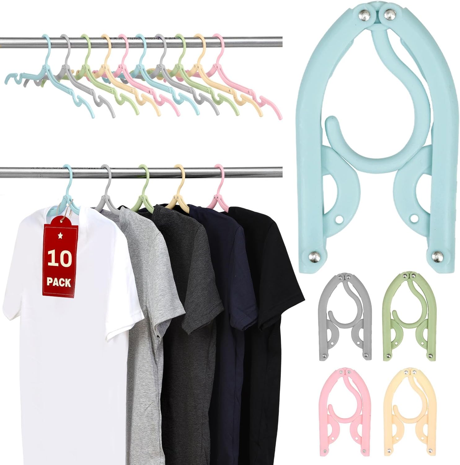 10 Pcs Travel Hangers, Cruise Ship Essentials Foldable Hangers Plastic Travel Essentials, Portable Cruises Must Haves 2026 for Suitcase, RV Camping Airplane Europe Vacation Essential, Morandi