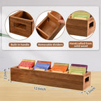 Acacia Wood Tea Bag Organizer with 4 Slots – Tea Bag Holder and Tea Organizer, Sugar Packet Storage for Countertops, Set of two