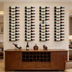 Wall Mount Wine Rack – 24 Bottles – Black Metal Wine Bottle Holder for Wall, Wine Rack Display for Home Bar, Kitchen