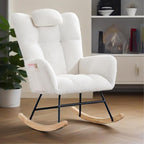 Nursery Rocking Chair, Upholstered Baby Fluffy Glider Rocker, Reading Chair with High Backrest, Accent Side Chairs for Living Room, Bedroom, Nursing