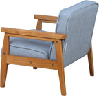 BabyLand Children Armchair, Single Kid Sofa Chair with Solid Wood Structure and Linen Fabric for Kid Gift (Light Blue)