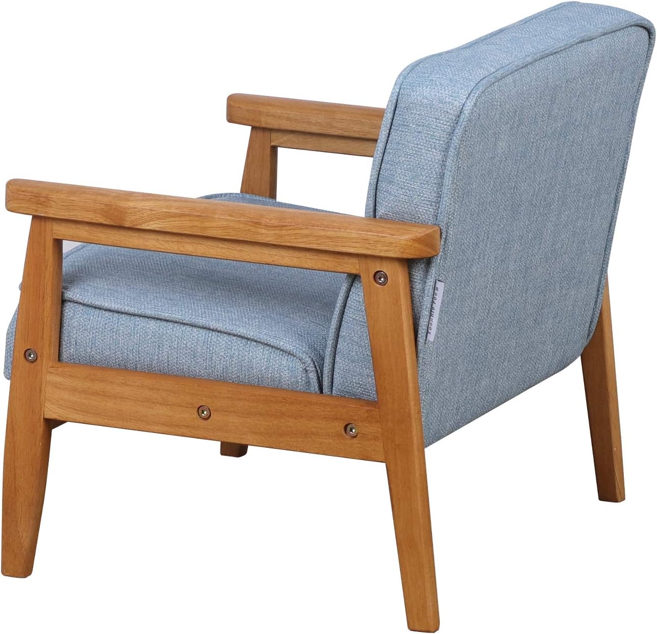 BabyLand Children Armchair, Single Kid Sofa Chair with Solid Wood Structure and Linen Fabric for Kid Gift (Light Blue)