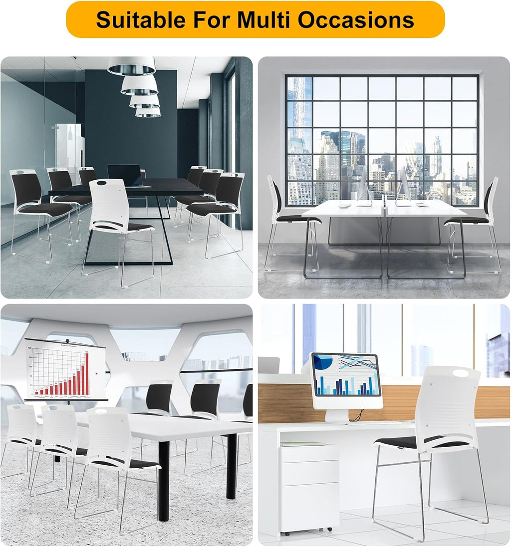 20 Pack Stacking Chairs with Padded Seat 1102 lbs Stackable Office Guest Chairs with Metal Sled Base Lobby Waiting Reception Chair for Cafeteria Library Church Banquet Halls Training Room