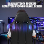 GTPLAYER Gaming Chair with Speakers, Video Game Chairs with Footrest for Adults, Ergonomic Computer PC Gamer Reclining Chair(Black)