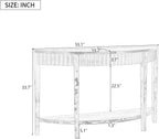 55'' Elegant Half Moon Entryway Table with Wood Veneer and Open Shelf A Refined Accent for Hallways or Foyers