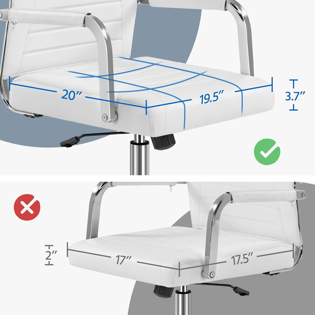 Yaheetech High-Back Office Desk Chair Executive Task Chair Management Chair PU Leather Chair Height Adjustable with Ergonomic Backrests for Conference and Home, White