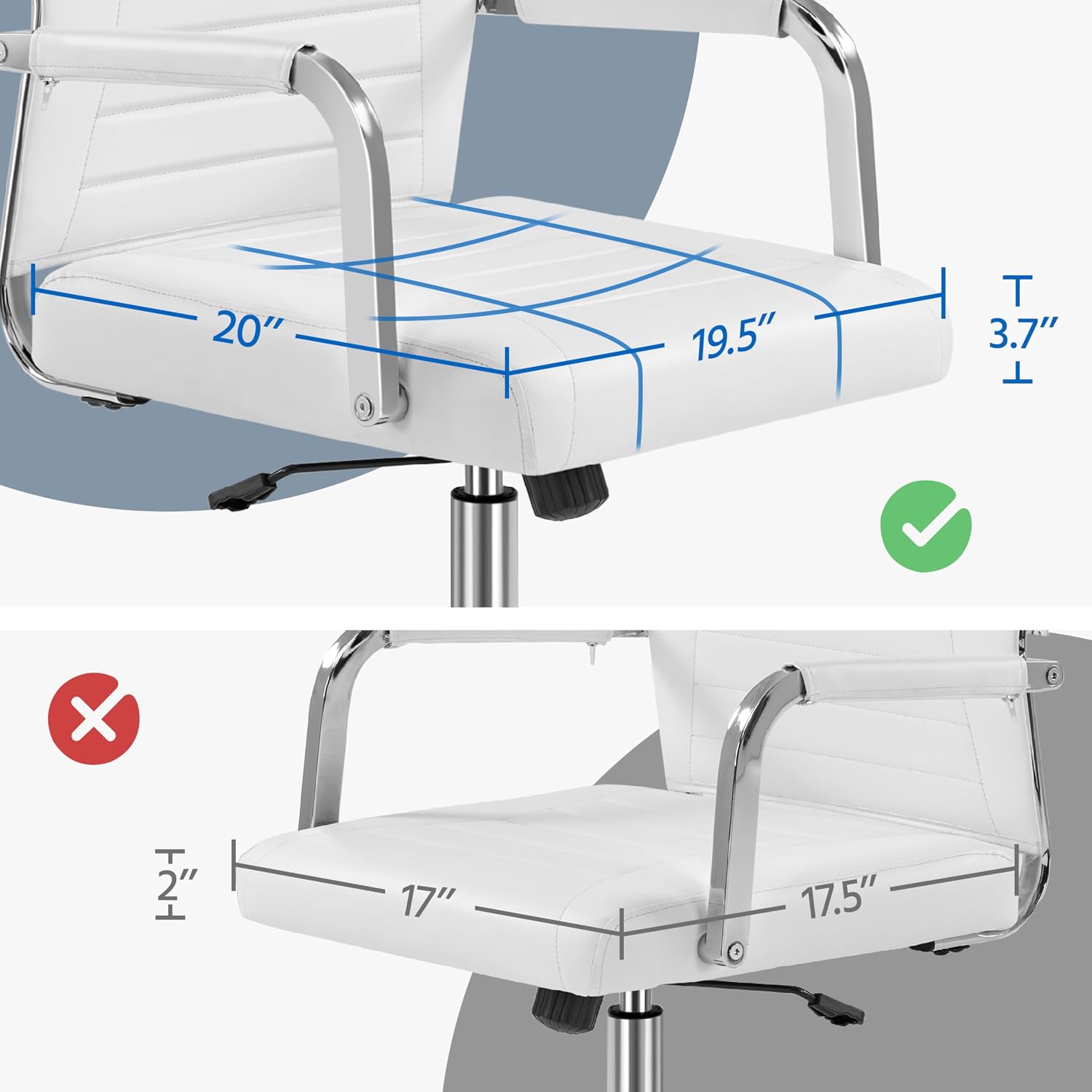 Yaheetech High-Back Office Desk Chair Executive Task Chair Management Chair PU Leather Chair Height Adjustable with Ergonomic Backrests for Conference and Home, White