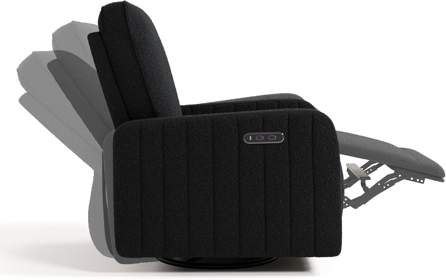 Storkcraft Kyoto Deluxe Power Recliner Swivel Glider (Black Boucle) – Premium Electronic Power Recliner for Nursery, Includes Dual-USB Charging Port with USB-A & USB-C, Glider Rocking Chair