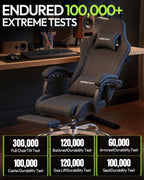 Dowinx Ergonomic Gaming Chair with Footrest & Massage Lumbar, 2D-Linkage Armrests for Computer Chair 330lbs with Headrest Pillow for Office, Home, Streaming and Long Gaming Sessions, Black