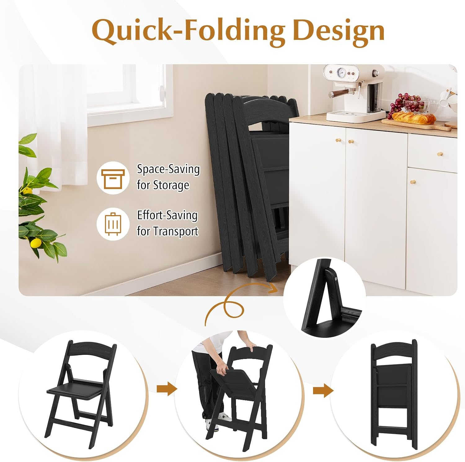 Giantex 20-Pack Folding Chairs, Portable Resin Event Chairs with Padded Seat, All-Weather Resin Frame, 1100 lbs Static Capacity, Lightweight Foldable Chair for Office, Wedding, Party, Outdoor