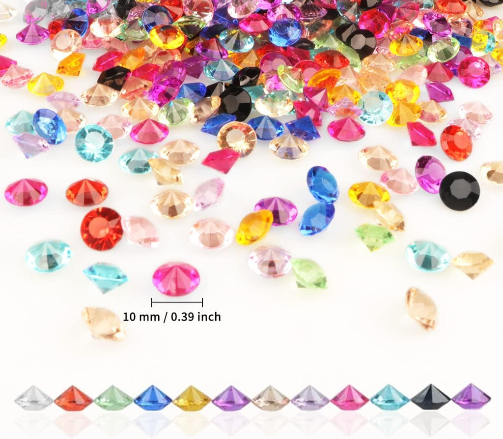 1100 Pieces Clear Wedding Table Scatter Confetti Crystals Acrylic Diamonds Rhinestones for Table Centerpiece Decorations Wedding Decorations Vase Beads Bridal Shower Decor(Multi, 10 MM)