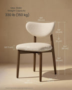 VASAGLE Wooden Dining Chairs Set of 4, Upholstered Kitchen Chairs with Solid Wood Legs, Ergonomic Curved Backrest, Built-in Handle, Mid Century Modern, for Kitchen Dining Vanity, Cappuccino Beige