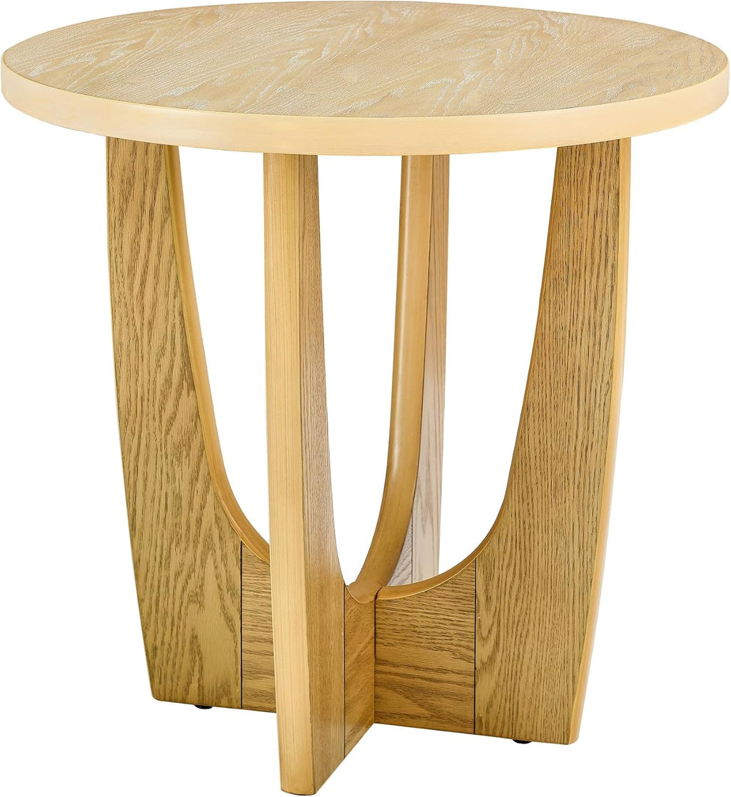 25" Round End Table, Wooden Side Table, Night Stand for Living Room,Reception Room (Oak Color)