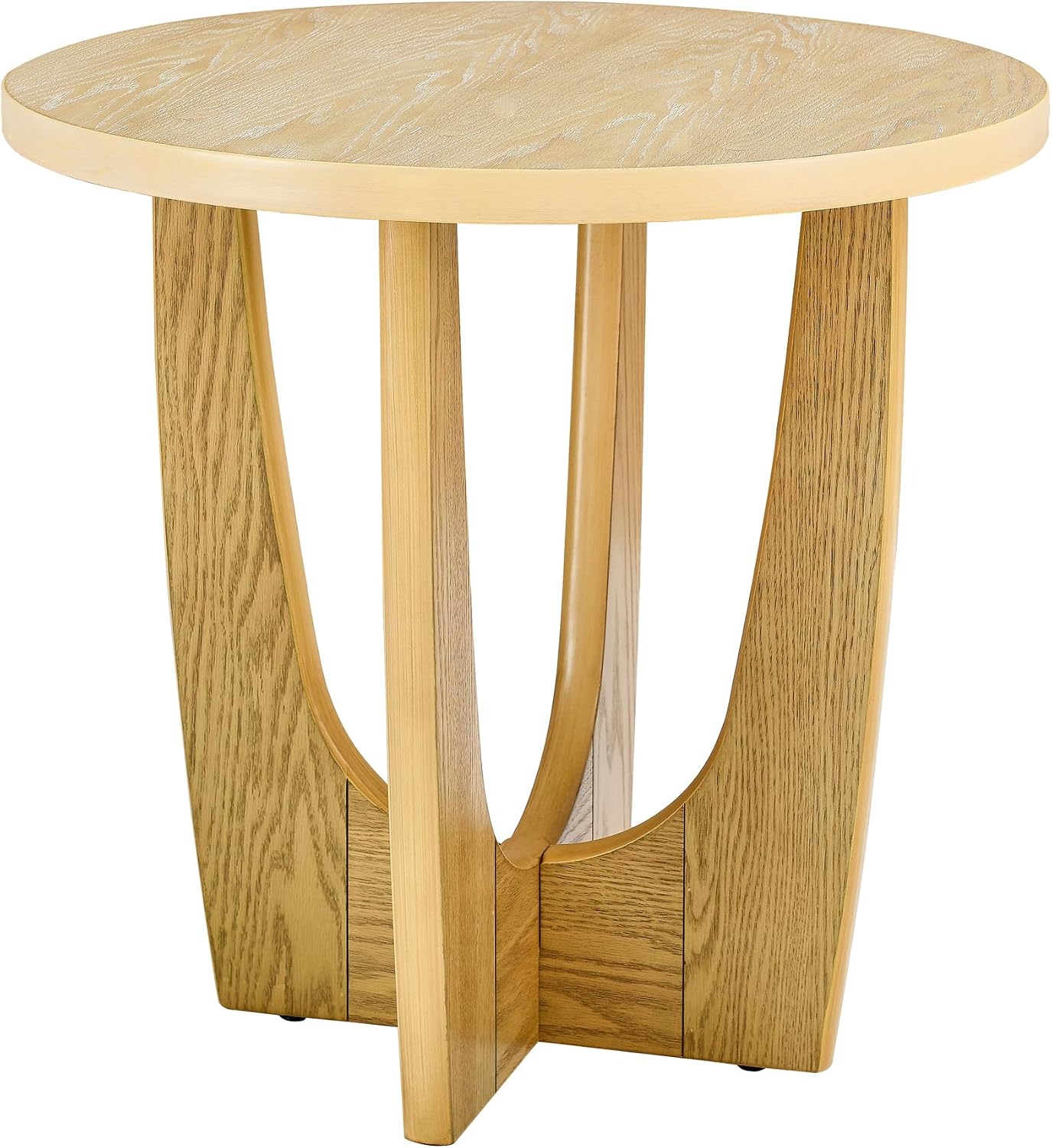 25" Round End Table, Wooden Side Table, Night Stand for Living Room,Reception Room (Oak Color)