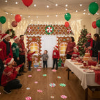 Christmas Decorations Gingerbread Man Scene Gingerbread Man House Backdrops Long LED String Light Candy Stickers Christmas Backdrop for Party & Wall Deco