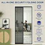 Aluminum Frame Retractable Accordion Sliding Door with Lock, Custom No-Drill Folding Door for Interior Bedroom Bathroom Balcony, Closet, Privacy Divider(Black,24x84in(61x213cm))