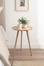Kate and Laurel Alezar Modern Wooden Round Side Table, 19 x 19 x 24, Light Natural, Transitional Solid Wood End Table with Wavy Edge for Teen Bedroom Nightstand or Dorm Room Decor